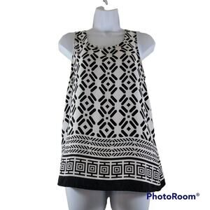 Anthropologie Everly Black and White Geometric Tank Top Blouse Size Small